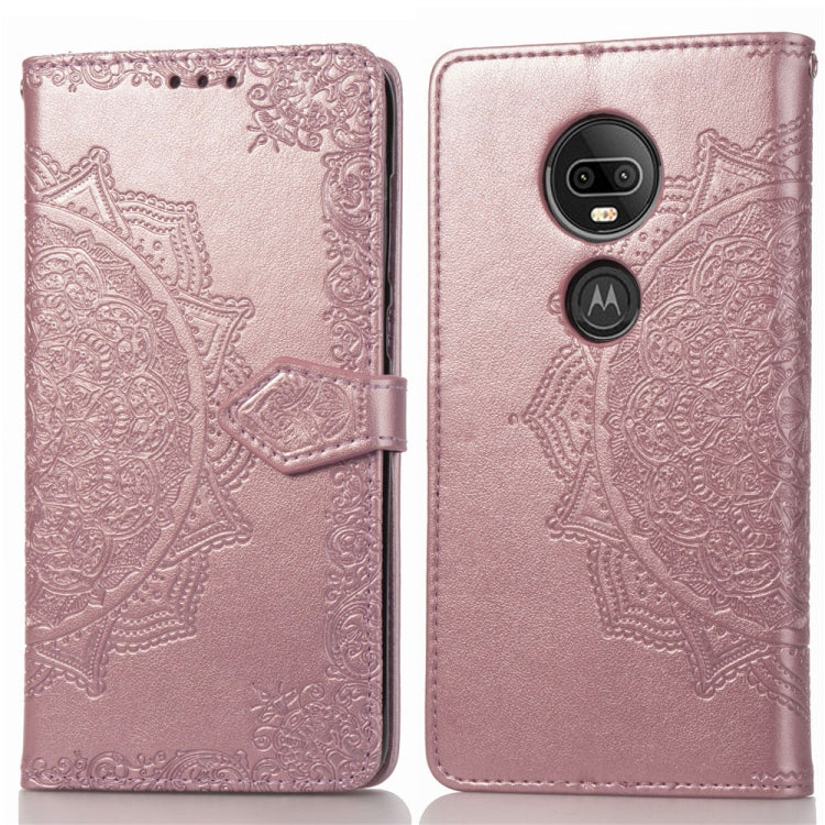 For Motorola Moto G7 Embossed Mandala Pattern PC + TPU Horizontal Flip Leather Case with Holder & Card Slots
