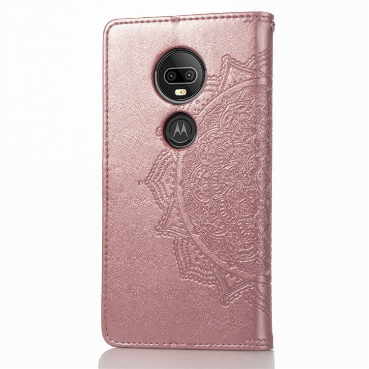 For Motorola Moto G7 Embossed Mandala Pattern PC + TPU Horizontal Flip Leather Case with Holder & Card Slots