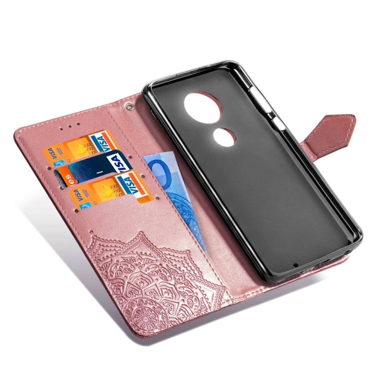 For Motorola Moto G7 Embossed Mandala Pattern PC + TPU Horizontal Flip Leather Case with Holder & Card Slots