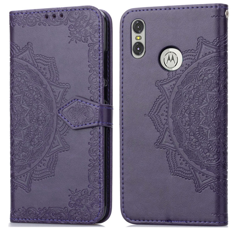 For Motorola One (P30 Play) Embossed Mandala Pattern PC + TPU Horizontal Flip Leather Case with Holder & Card Slots