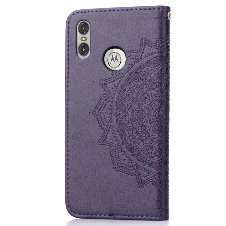 For Motorola One (P30 Play) Embossed Mandala Pattern PC + TPU Horizontal Flip Leather Case with Holder & Card Slots