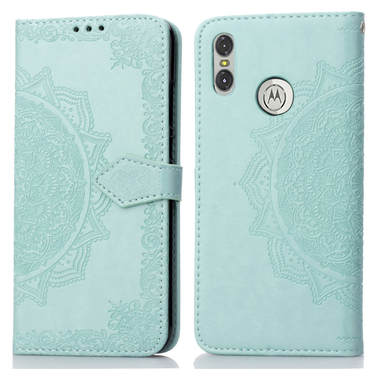 For Motorola One (P30 Play) Embossed Mandala Pattern PC + TPU Horizontal Flip Leather Case with Holder & Card Slots