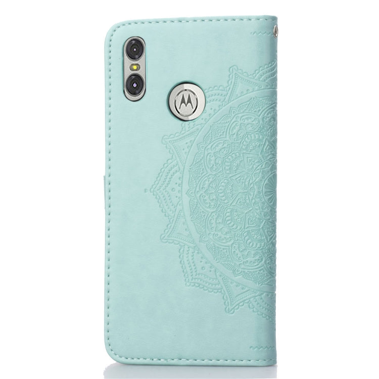 For Motorola One (P30 Play) Embossed Mandala Pattern PC + TPU Horizontal Flip Leather Case with Holder & Card Slots