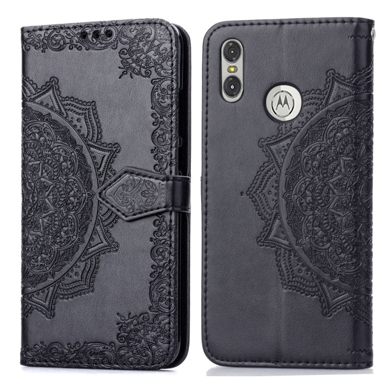 For Motorola One (P30 Play) Embossed Mandala Pattern PC + TPU Horizontal Flip Leather Case with Holder & Card Slots