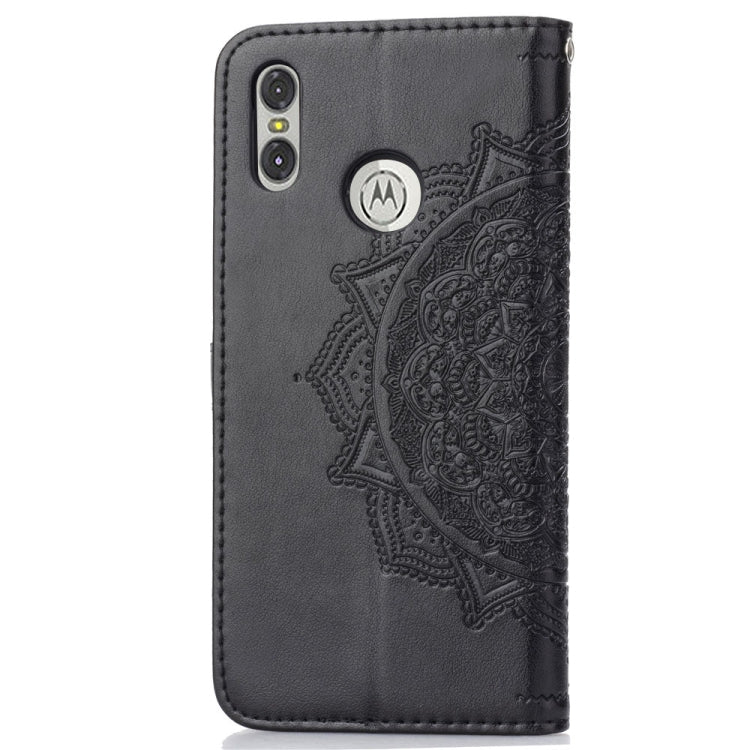 For Motorola One (P30 Play) Embossed Mandala Pattern PC + TPU Horizontal Flip Leather Case with Holder & Card Slots