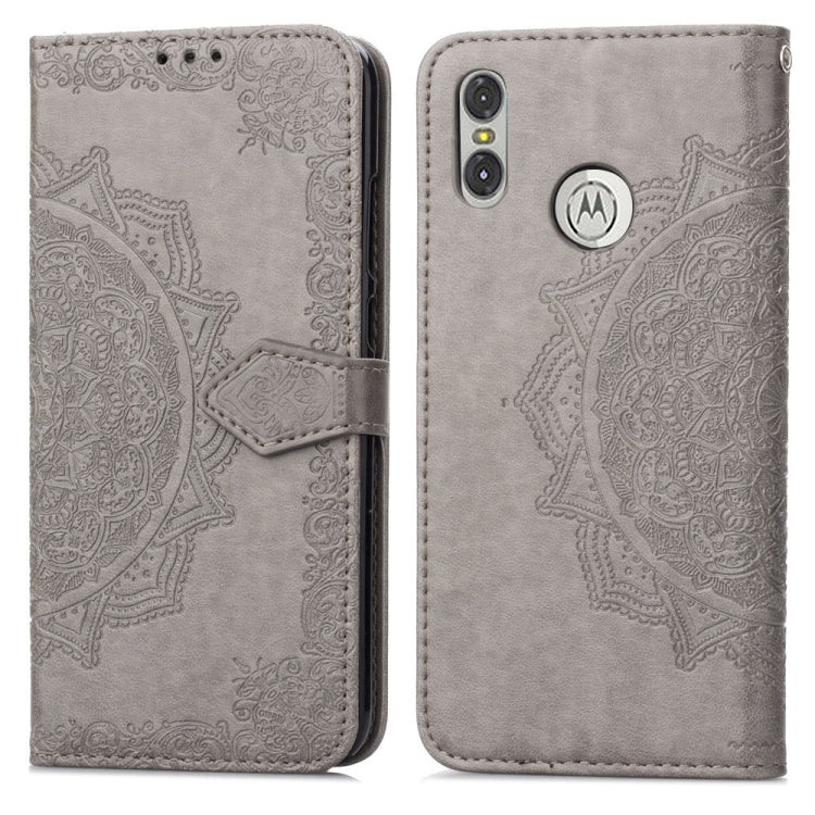 For Motorola One (P30 Play) Embossed Mandala Pattern PC + TPU Horizontal Flip Leather Case with Holder & Card Slots