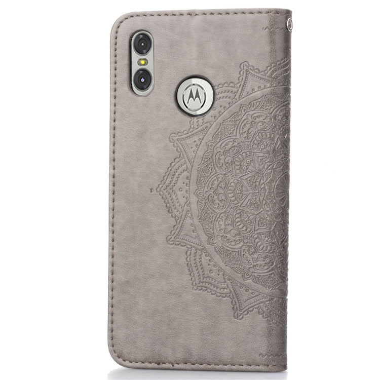 For Motorola One (P30 Play) Embossed Mandala Pattern PC + TPU Horizontal Flip Leather Case with Holder & Card Slots