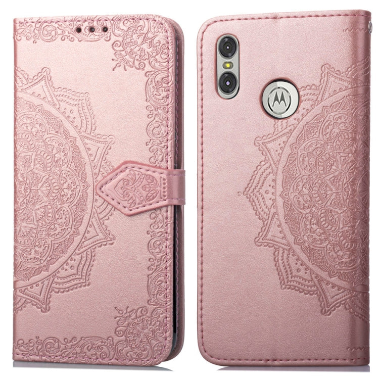 For Motorola One (P30 Play) Embossed Mandala Pattern PC + TPU Horizontal Flip Leather Case with Holder & Card Slots