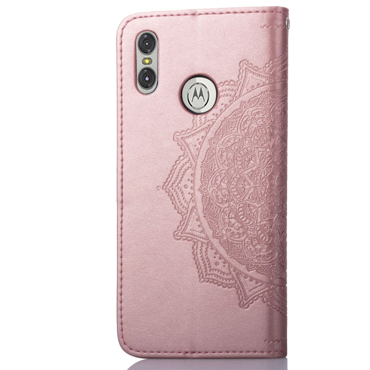 For Motorola One (P30 Play) Embossed Mandala Pattern PC + TPU Horizontal Flip Leather Case with Holder & Card Slots