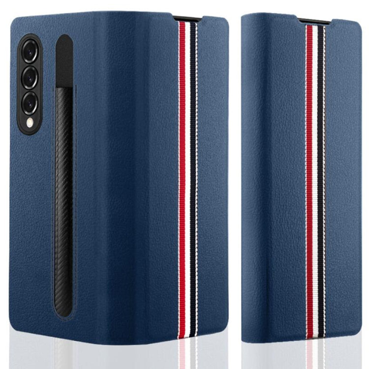 For Samsung Galaxy Z Fold3 5G Litchi Texture Ultra-thin Folding Phone Case with Pen Cover