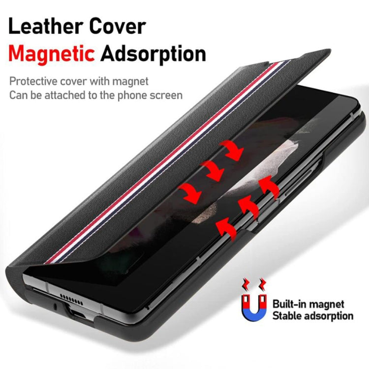 For Samsung Galaxy Z Fold3 5G Litchi Texture Ultra-thin Folding Phone Case with Pen Cover