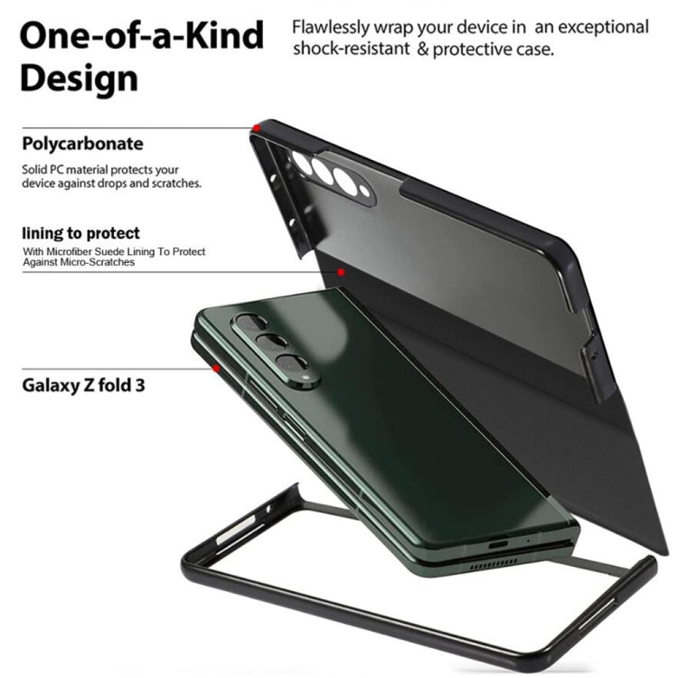 For Samsung Galaxy Z Fold3 5G Litchi Texture Ultra-thin Folding Phone Case with Pen Cover