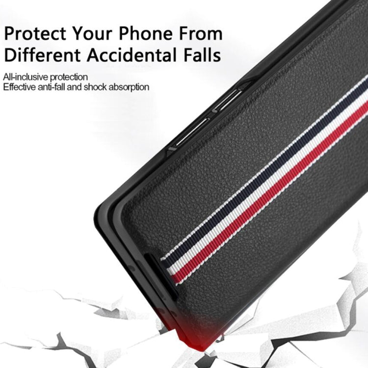 For Samsung Galaxy Z Fold3 5G Litchi Texture Ultra-thin Folding Phone Case with Pen Cover