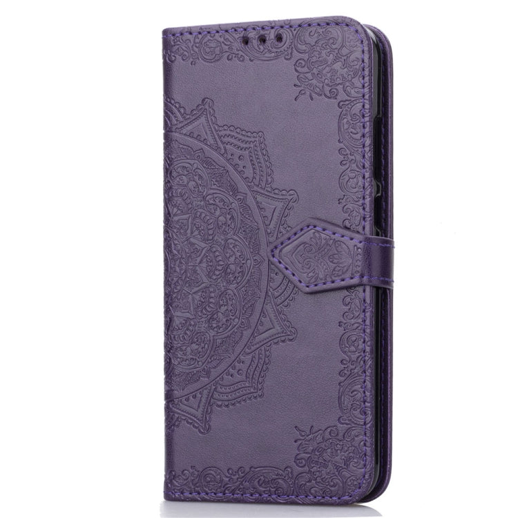 For Motorola One Power (P30 Note) Embossed Mandala Pattern PC + TPU Horizontal Flip Leather Case with Holder & Card Slots