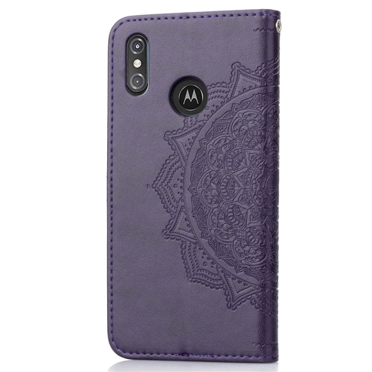 For Motorola One Power (P30 Note) Embossed Mandala Pattern PC + TPU Horizontal Flip Leather Case with Holder & Card Slots