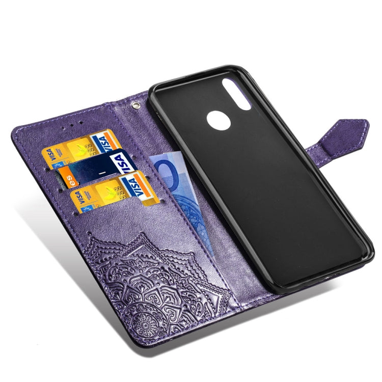 For Motorola One Power (P30 Note) Embossed Mandala Pattern PC + TPU Horizontal Flip Leather Case with Holder & Card Slots