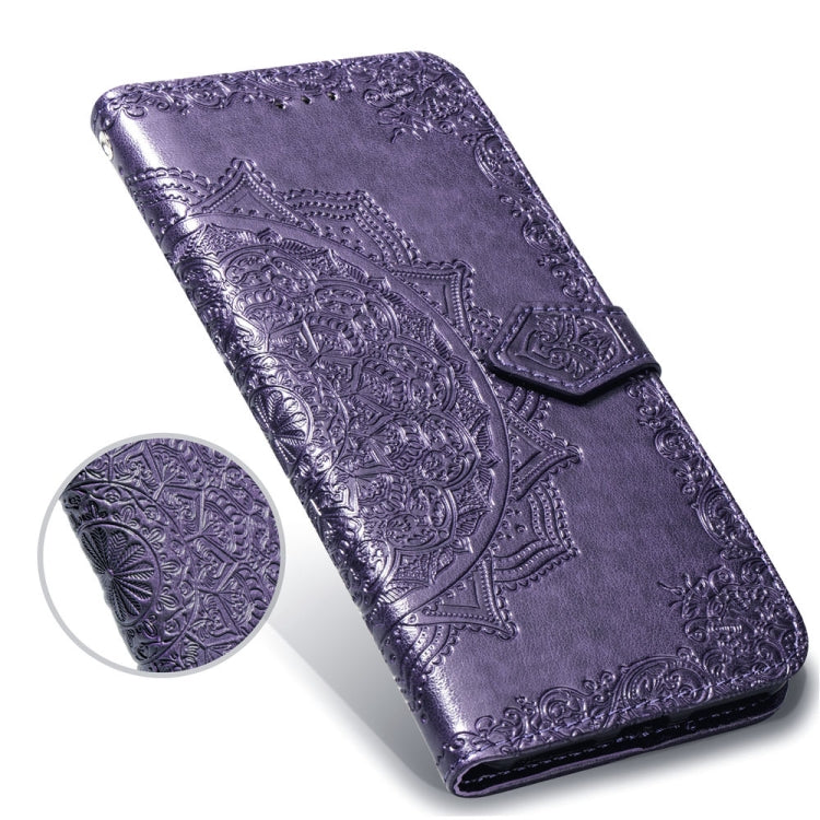 For Motorola One Power (P30 Note) Embossed Mandala Pattern PC + TPU Horizontal Flip Leather Case with Holder & Card Slots