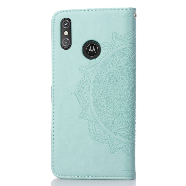 For Motorola One Power (P30 Note) Embossed Mandala Pattern PC + TPU Horizontal Flip Leather Case with Holder & Card Slots