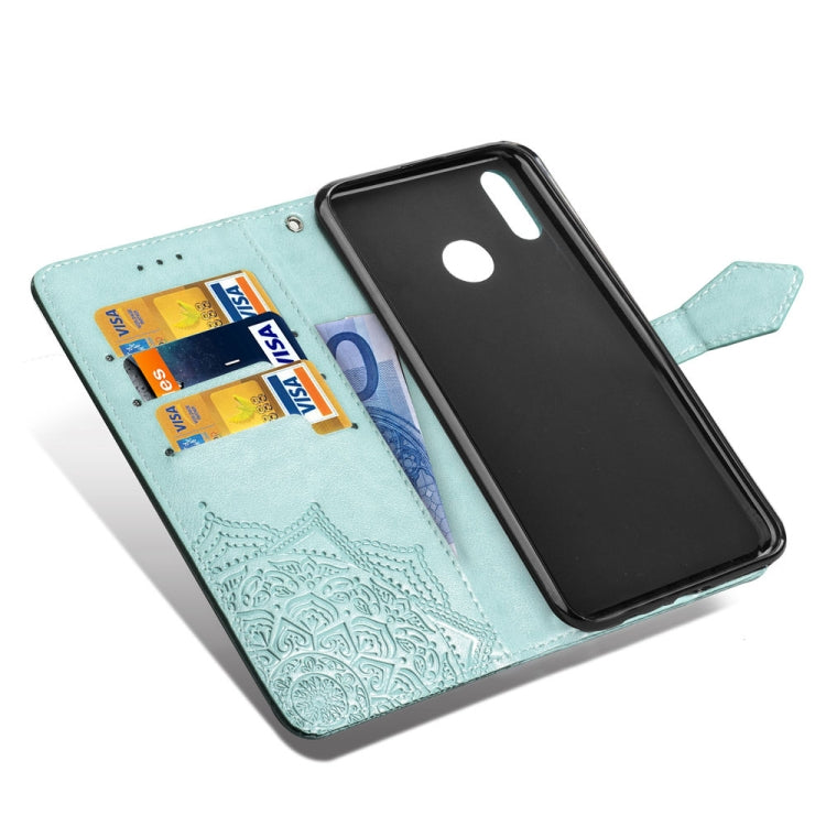 For Motorola One Power (P30 Note) Embossed Mandala Pattern PC + TPU Horizontal Flip Leather Case with Holder & Card Slots