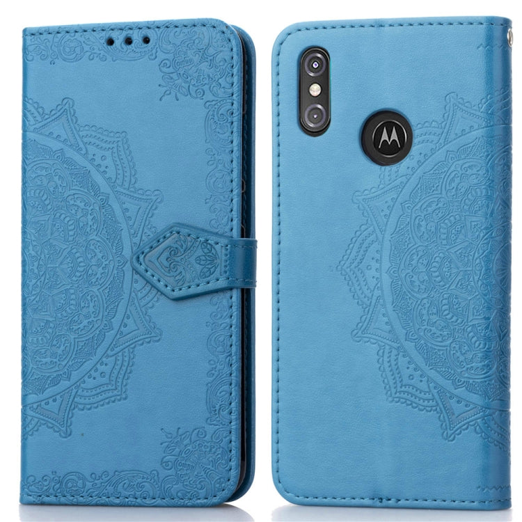For Motorola One Power (P30 Note) Embossed Mandala Pattern PC + TPU Horizontal Flip Leather Case with Holder & Card Slots
