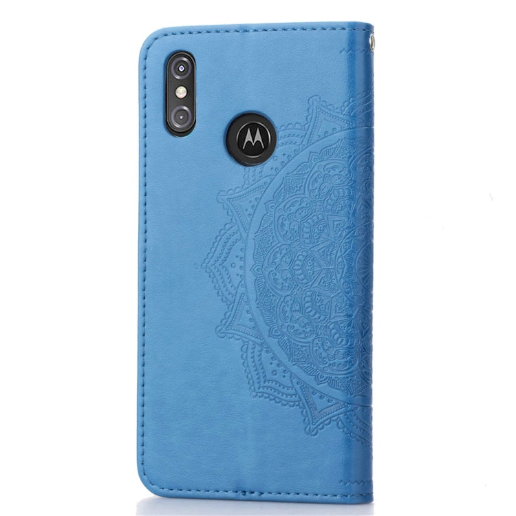 For Motorola One Power (P30 Note) Embossed Mandala Pattern PC + TPU Horizontal Flip Leather Case with Holder & Card Slots