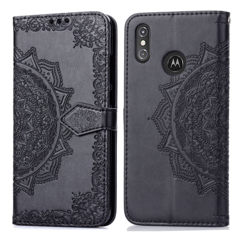 For Motorola One Power (P30 Note) Embossed Mandala Pattern PC + TPU Horizontal Flip Leather Case with Holder & Card Slots