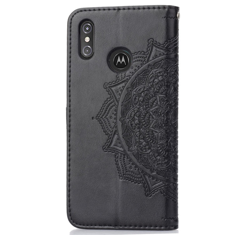 For Motorola One Power (P30 Note) Embossed Mandala Pattern PC + TPU Horizontal Flip Leather Case with Holder & Card Slots