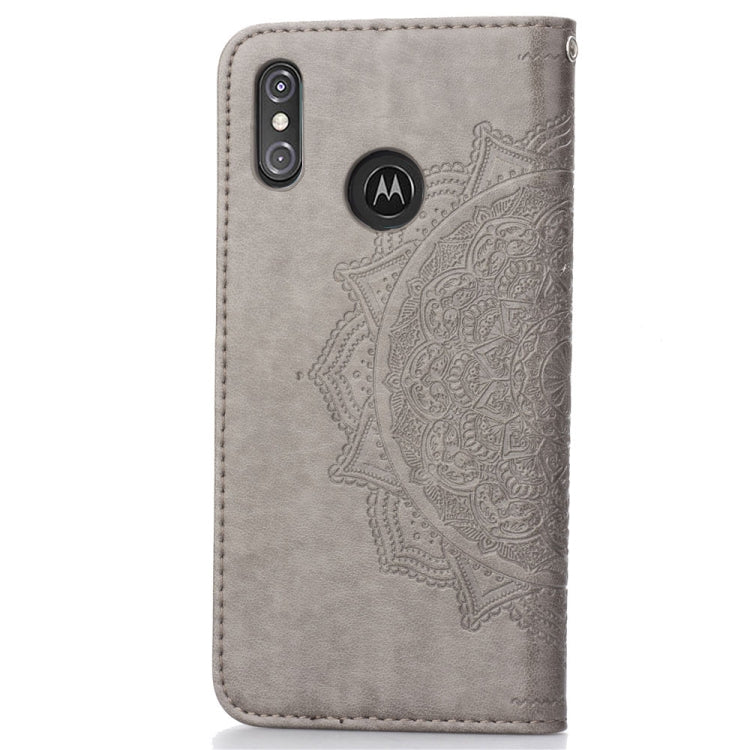 For Motorola One Power (P30 Note) Embossed Mandala Pattern PC + TPU Horizontal Flip Leather Case with Holder & Card Slots