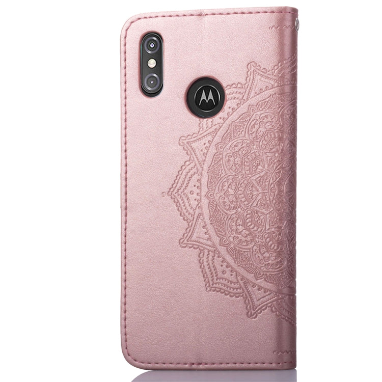 For Motorola One Power (P30 Note) Embossed Mandala Pattern PC + TPU Horizontal Flip Leather Case with Holder & Card Slots