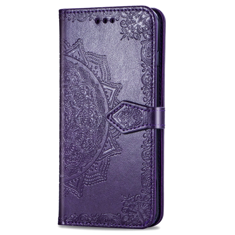 For Motorola P40 Embossed Mandala Pattern PC + TPU Horizontal Flip Leather Case with Holder & Card Slots