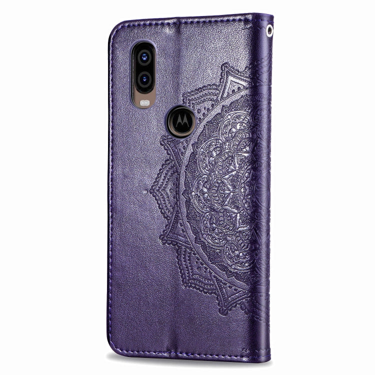 For Motorola P40 Embossed Mandala Pattern PC + TPU Horizontal Flip Leather Case with Holder & Card Slots