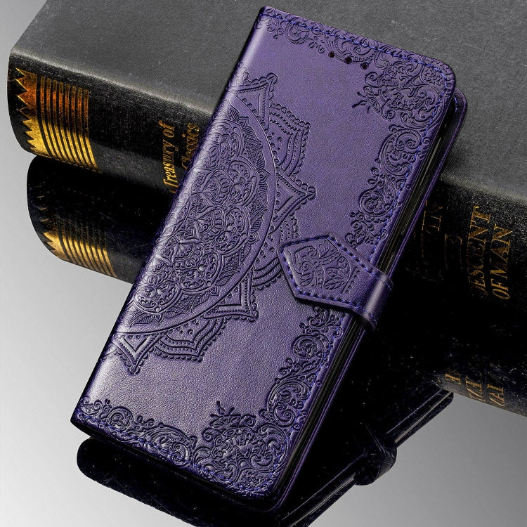 For Motorola P40 Embossed Mandala Pattern PC + TPU Horizontal Flip Leather Case with Holder & Card Slots