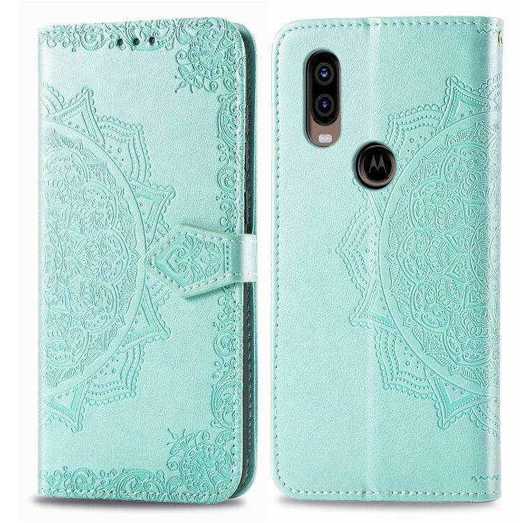 For Motorola P40 Embossed Mandala Pattern PC + TPU Horizontal Flip Leather Case with Holder & Card Slots