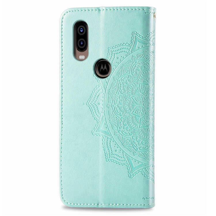 For Motorola P40 Embossed Mandala Pattern PC + TPU Horizontal Flip Leather Case with Holder & Card Slots