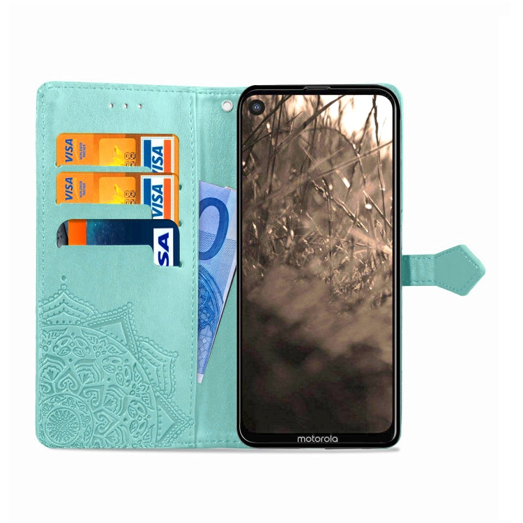 For Motorola P40 Embossed Mandala Pattern PC + TPU Horizontal Flip Leather Case with Holder & Card Slots