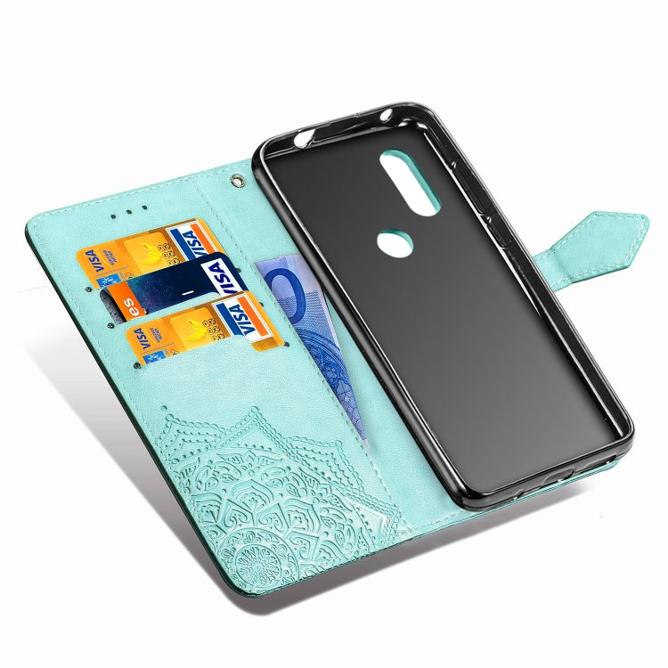 For Motorola P40 Embossed Mandala Pattern PC + TPU Horizontal Flip Leather Case with Holder & Card Slots