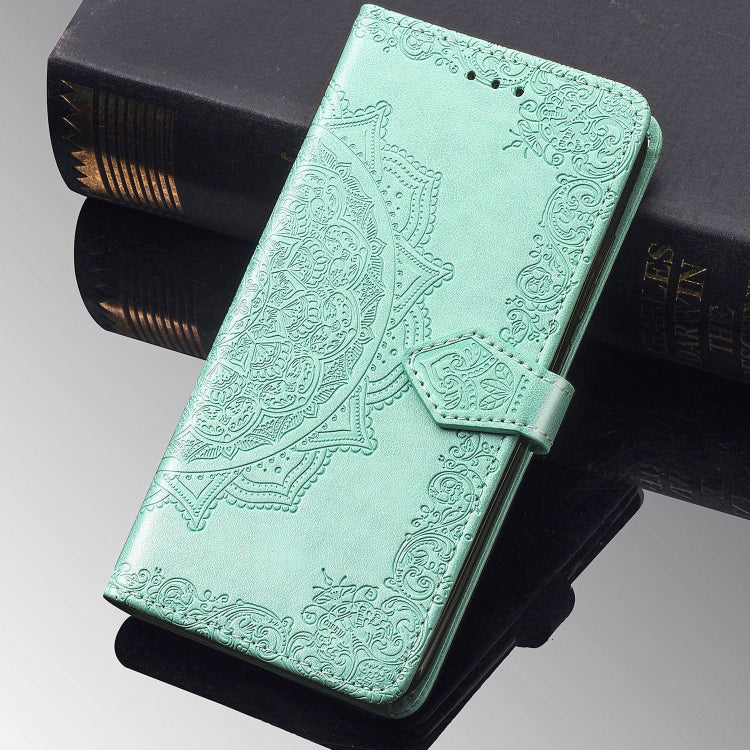 For Motorola P40 Embossed Mandala Pattern PC + TPU Horizontal Flip Leather Case with Holder & Card Slots