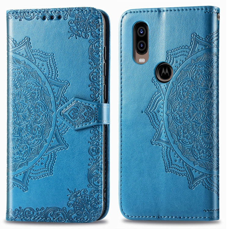 For Motorola P40 Embossed Mandala Pattern PC + TPU Horizontal Flip Leather Case with Holder & Card Slots
