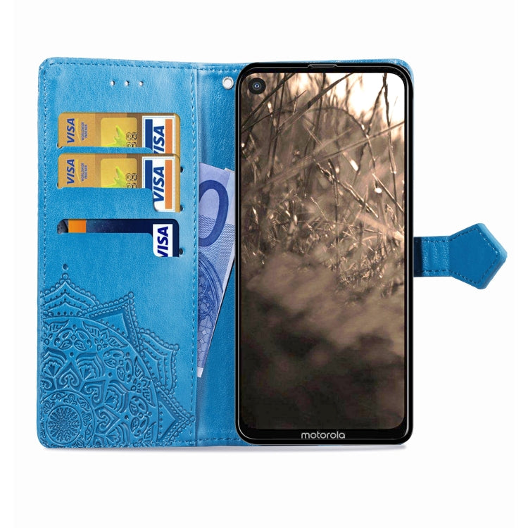 For Motorola P40 Embossed Mandala Pattern PC + TPU Horizontal Flip Leather Case with Holder & Card Slots
