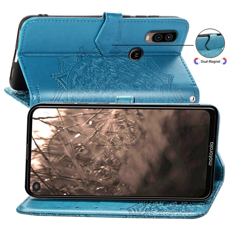 For Motorola P40 Embossed Mandala Pattern PC + TPU Horizontal Flip Leather Case with Holder & Card Slots