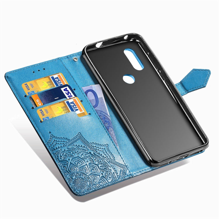 For Motorola P40 Embossed Mandala Pattern PC + TPU Horizontal Flip Leather Case with Holder & Card Slots