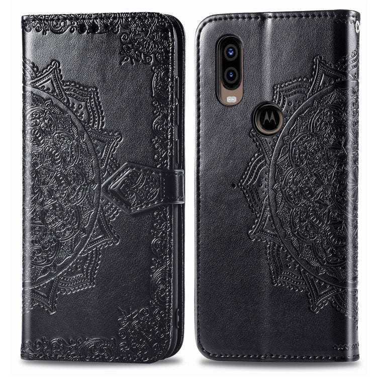 For Motorola P40 Embossed Mandala Pattern PC + TPU Horizontal Flip Leather Case with Holder & Card Slots