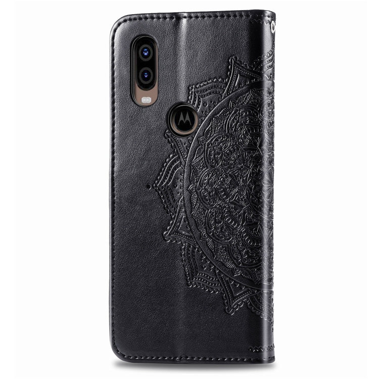 For Motorola P40 Embossed Mandala Pattern PC + TPU Horizontal Flip Leather Case with Holder & Card Slots