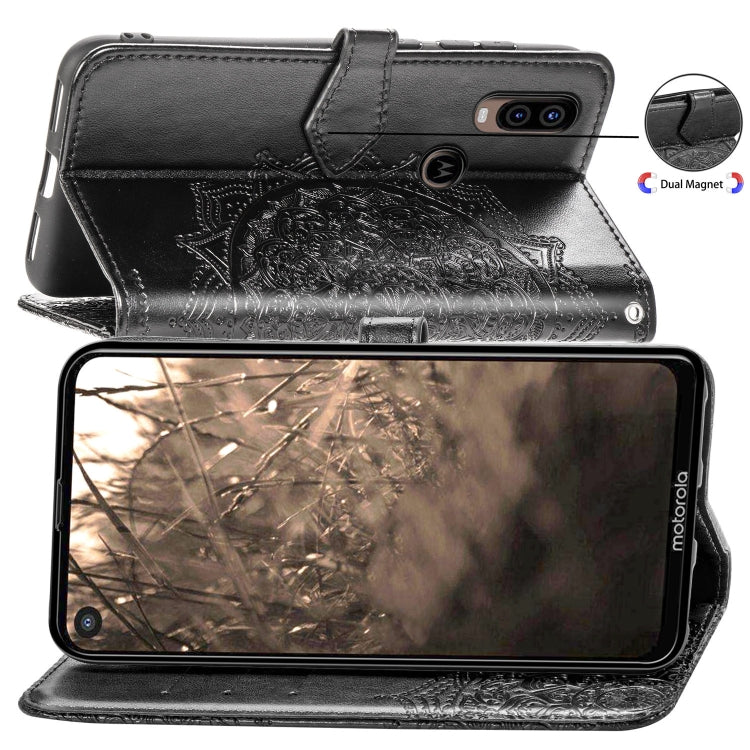 For Motorola P40 Embossed Mandala Pattern PC + TPU Horizontal Flip Leather Case with Holder & Card Slots