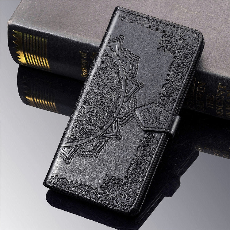 For Motorola P40 Embossed Mandala Pattern PC + TPU Horizontal Flip Leather Case with Holder & Card Slots