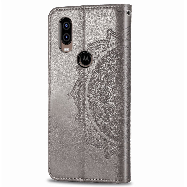 For Motorola P40 Embossed Mandala Pattern PC + TPU Horizontal Flip Leather Case with Holder & Card Slots