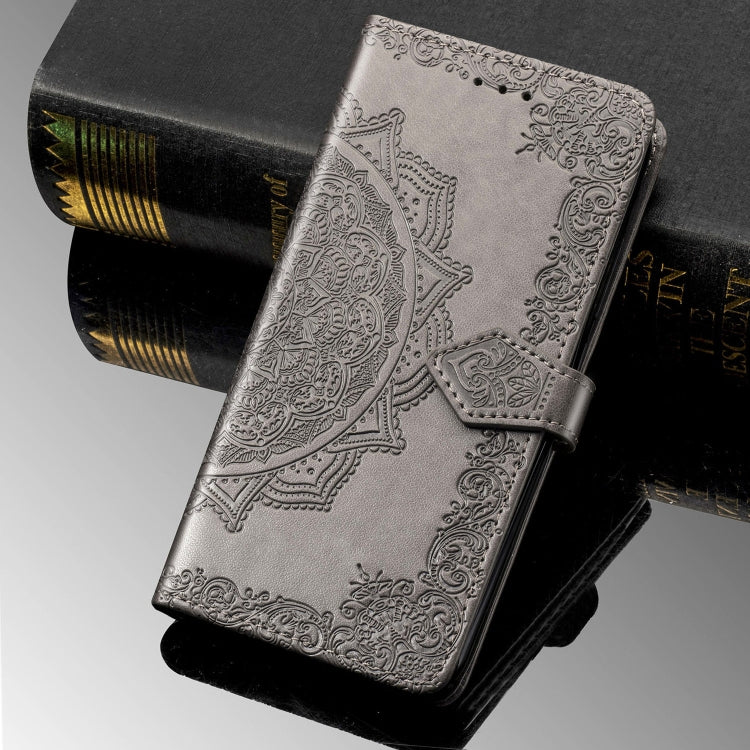 For Motorola P40 Embossed Mandala Pattern PC + TPU Horizontal Flip Leather Case with Holder & Card Slots