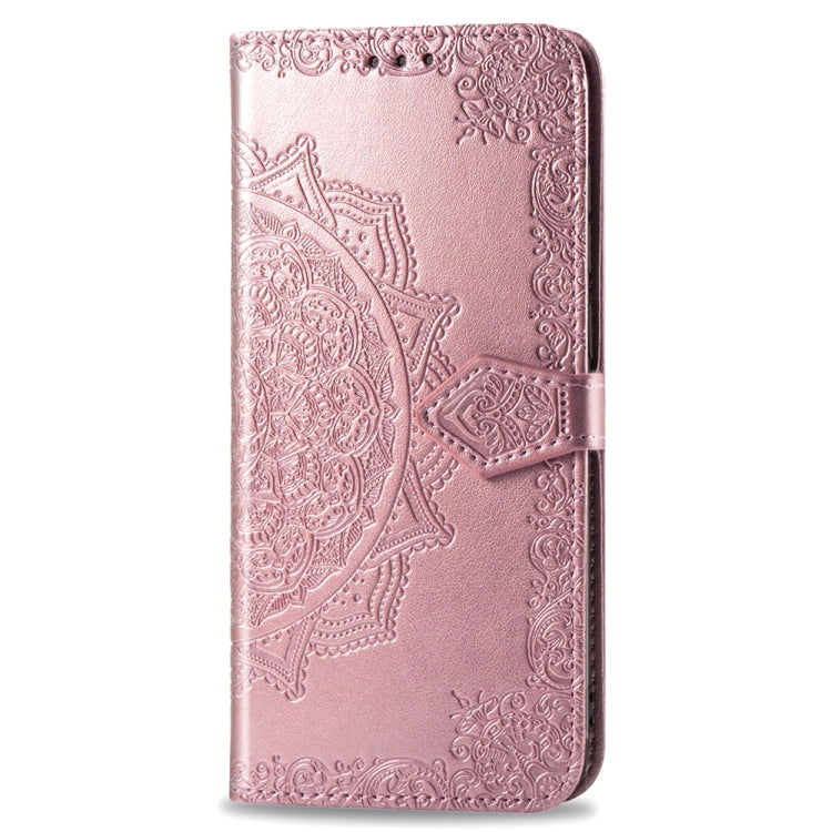 For Motorola P40 Embossed Mandala Pattern PC + TPU Horizontal Flip Leather Case with Holder & Card Slots