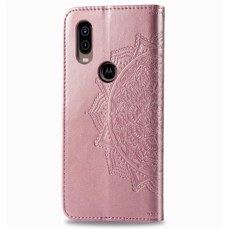 For Motorola P40 Embossed Mandala Pattern PC + TPU Horizontal Flip Leather Case with Holder & Card Slots