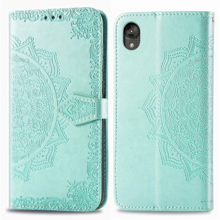 For Motorola Moto E6 Embossed Mandala Pattern PC + TPU Horizontal Flip Leather Case with Holder & Card Slots